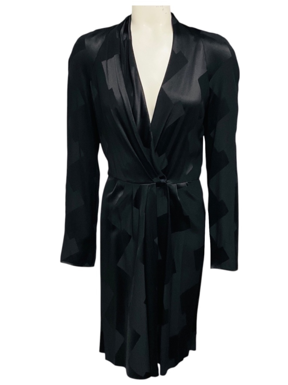 BALENCIAGA BLACK GEOMETRIC SILK JACQUARD COCKTAIL DRESS